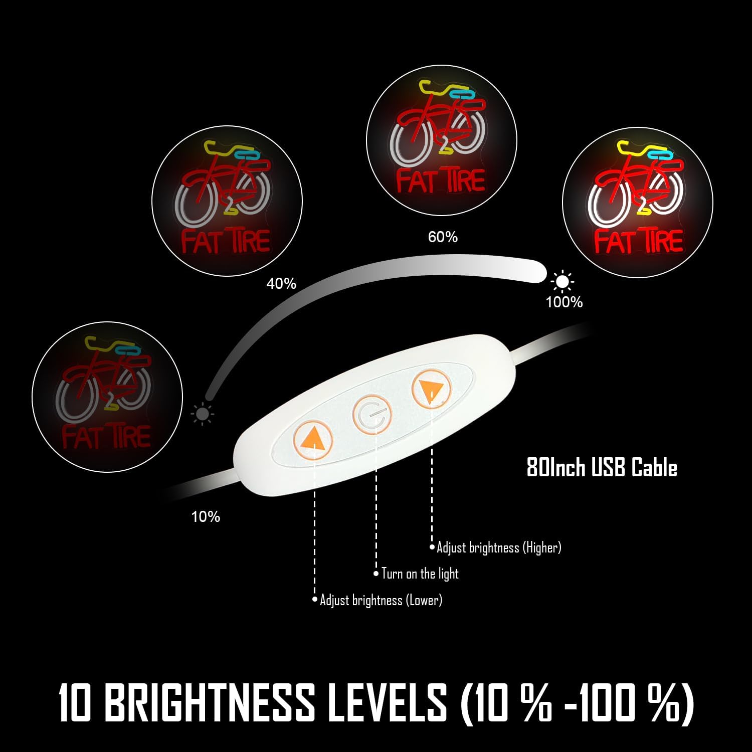 팻 타이어 자전거 LED 네온사인 USB 디밍 가능 벽 - Cycling Gear Store 리뷰 및 가격
